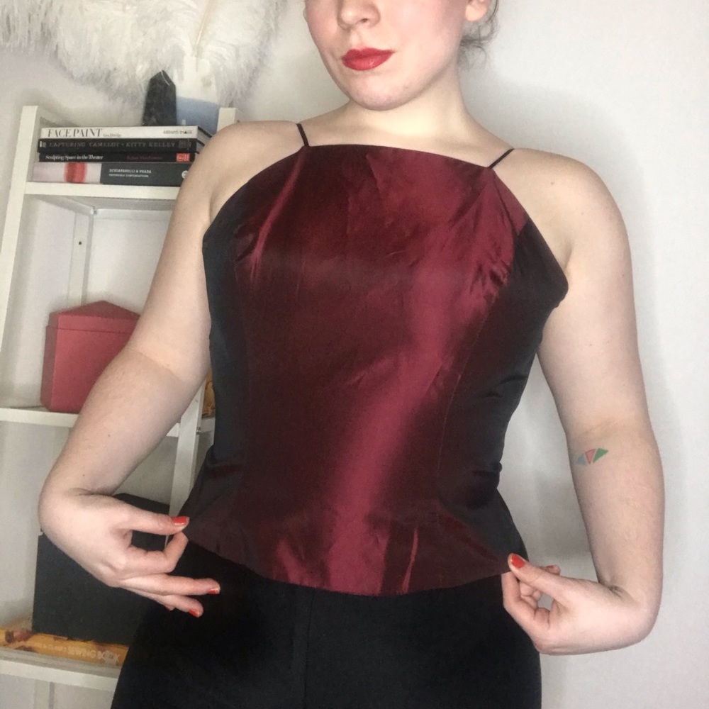 90's VERA WANG Collection Burgundy Bodice, Minimalist